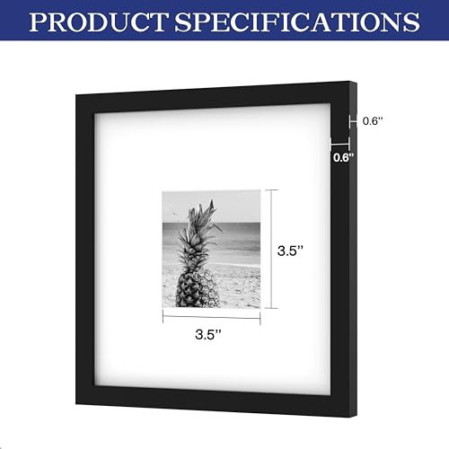 An&He 8x8 Picture Frames Set of 9, Displays 4x4 with Mat or 8x8 Without Mat Photos, Square Collage Wall Decor for Gallery, Tabletop & Wall Decor, Black - color: Black-9, size: 8x8