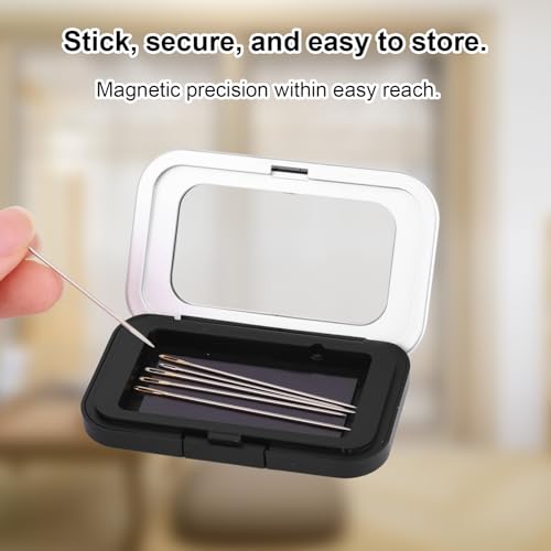 Magnetic Needle Holder Case with Clear Lid, Sewing Pin Storage Box Keeper for Needles Embroidery Bobby Pins Paper Clips Under 6.5cm, Craft Supply Organizer Gift Tool Accessories (Needles Not Included)
