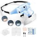 YOCTOSUN Magnifying Glasses with Light, 1.0X-4.0X Head Magnifying Visor - color: Blue