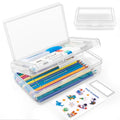 Double Layer Plastic Clear Hard Pencil Cases Box with Personalized sticker - color: Clear-Stickers
