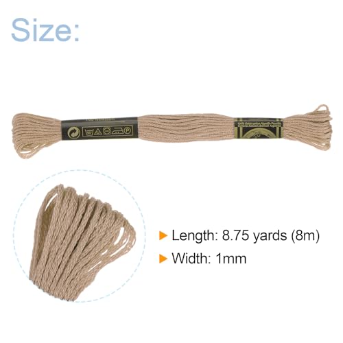 HARFINGTON 12 Skeins Embroidery Floss 8m Each Egyptian Long Fiber Cotton Cross Stitch Thread 26S/2x6 for Embroidery Projects Bracelet, Light Khaki - color: Light Khaki