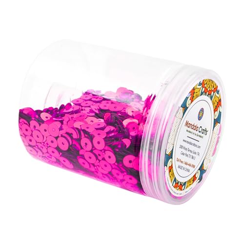 Mandala Crafts 6mm Flat Round Hot Pink Sequins for Sewing Embroidery - color: Hot Pink, size: 6mm Flat Sequins
