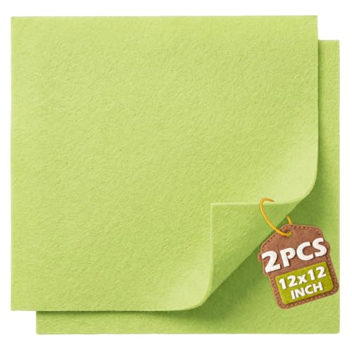 Apple Green Soft Felt Sheets for Crafts, 12" x 12", 1.6mm Thick, 2 Pcs - color: Apple Green