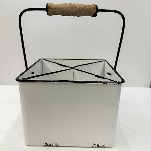 Portable Metal Storage Caddy Organizer with 4 Compartments & Handle, Perfect for Neatly Sorting Kitchen, Office & Bathroom Items，