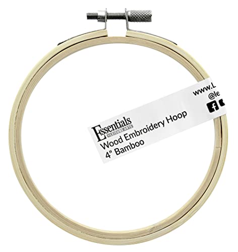 Essentials By Leisure Arts Wood Embroidery Hoop 4" Bamboo - Wooden Hoops for Crafts - Embroidery Hoop Holder Cross Stitch Cross Stitch Hoops and Frames