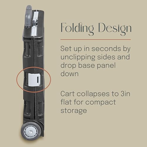 Folding Mobile Utility Cart, Canvas Organizer Bag, Blue/Grey - color: Blue/Grey
