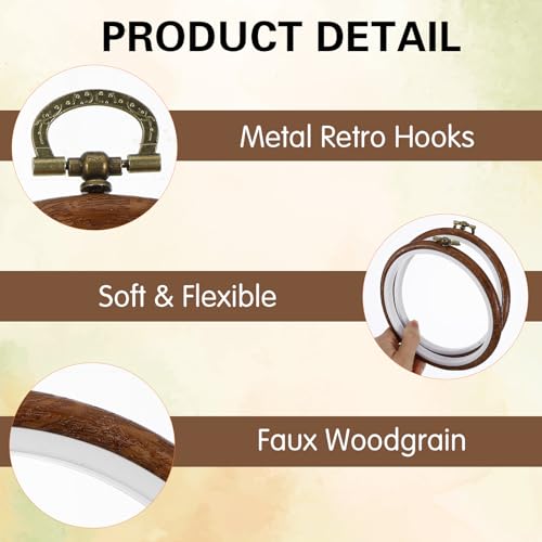 Ouligay 2pcs Embroidery Hoops, 5 Inch Wood Embroidery Frame with Ring, Small Embroidery Hoop, Round Cross Stitch Hoop for Embroidery Art Craft Handy Sewing Decoration