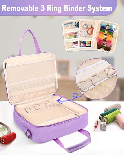 Sewing Supplies Organizer Bag with Removable Binder,Purple - color: Purple