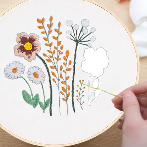 Huacan Embroidery Canvas Bag Kits for Adults Beginner Stamped Flowers Pattern DIY Cross Stitch Printed Flower Stitching Sewing Kit - color: Flower 8