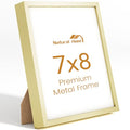 7x8 Aluminum Metal Picture Frame,Tempered Glass Gold Photo Frame 7x8 for Family Photo,Posters,Art,Document to Wall Mount Horizontally or Vertically - size: 7x8