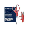 Westcott Scissors Set With 8-Inch Craft Scissors and 4-Inch Thread Snips, Red/Gray, Durable Fabric Scissors for Sewing, Quilting, and Other Craft Projects - size: 8-inch