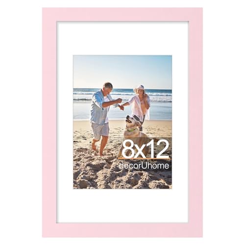 decorUhome 8x12 Picture Frame Fits 6x8 Photos with Mat, Pink - color: Pink, size: 8x12