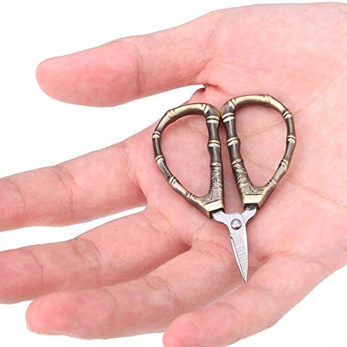 Mini Vintage Scissors Stainless Steel DIY Sewing Accessories Art Work Cutting Embroidery Crafts Scissors (Bamboo Joint)