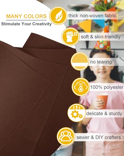 Brown Felt Fabric 72" x 36", Large Stiff Craft Felt Sheet by The Yard - color: Brown, size: 72" X 36" (1 Yard)