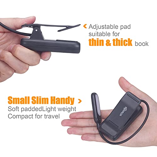 VAVOFO Amber Rechargeable Book Lights, Blue Light Blocking Reading Lights, 7 LEDs Eye Care 9 Colors 9 Brightness Clip On for Bookworms with Power Indicator Lasting 70h (2-Pack, Black) - size: 2-Pack Black
