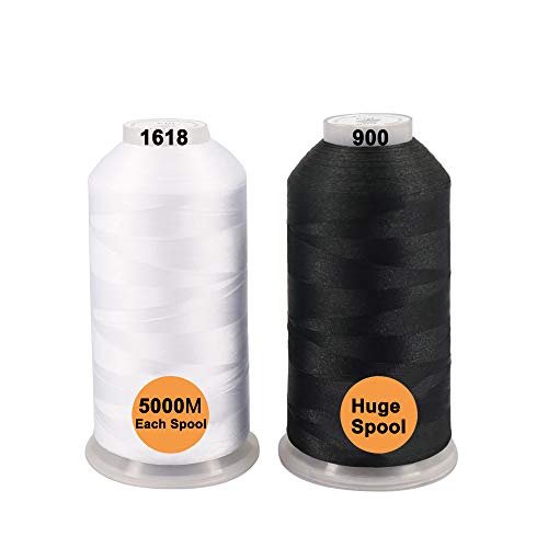 New brothread Huge Spools Embroidery Machine Thread -1Black+1White - color: 1xWHITE+1xBLACK