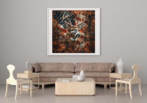 Moohue DIY Counted Stamped Cross Stitch Kits for Adults 14 Count Cross Stitch Patterns Flag Animal Deer Printed Cross Stitch Kits for Adults (Flag Animal Deer) - color: Flag Animal Deer