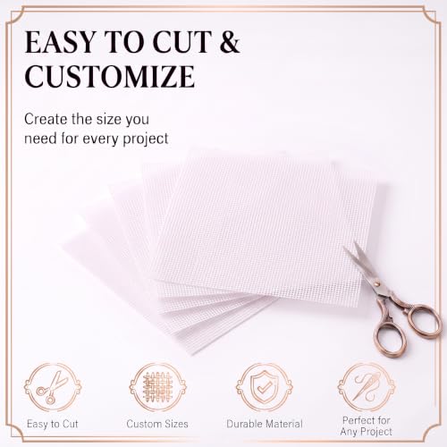 Blank Needlepoint Canvas — 13 Mesh 6" x 6" True Mono 100% Cotton Canvas, Unbound for Custom Finishing — White Cross Stitch & Embroidery Fabric, 5 Pack