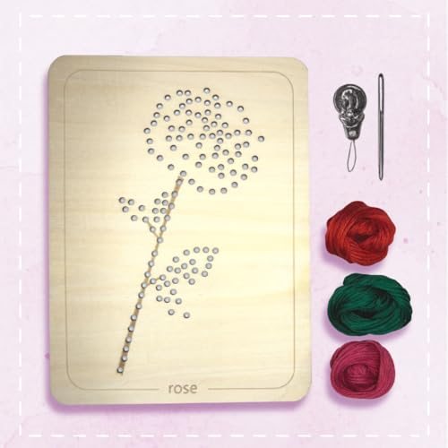 Wooden Flower Lacing Embroidery Kits for Beginners, Set of 5 Learn-to-Stitch Craft Boards, Sewing & Embroidery Art Kits for Kids Ages 8+, DIY Craft Projects, Educational Gifts, Party Favors (Summer) - style: Summer