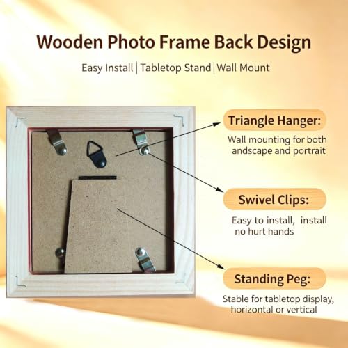 4x4 Picture Frames RED Solid Wood Frame, Plastic Panel (Film Needs to be Removed) Table or Wall.Front Window Opening 3.5x3.5 inch. - color: Red, size: 4x4