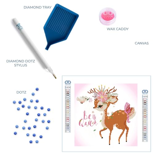 DIAMOND DOTZ Be The Queen Deer Diamond Painting Kit for Adults with Gems - size: 35 x 35 cm (13.8 x 13.8 in)