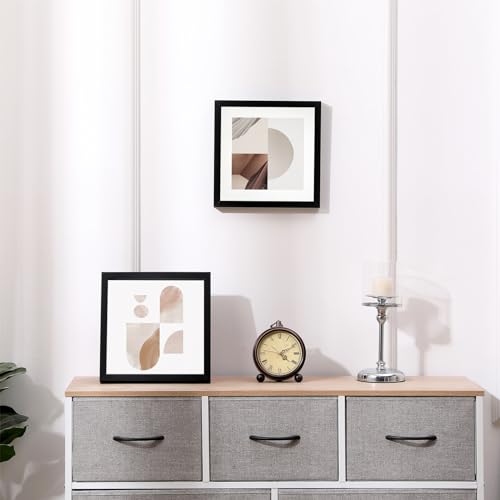 Muzilife 10x10 Shadow Box 3D Picture Frames, Wood, Real Glass, White,2 Pack - color: 2pc 10x10-black