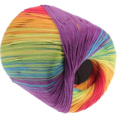 1 Roll Cotton Thread Balls Yarn Dyeing Colorful Cotton Threads for Crochet Hardanger Cross Stitch Needlepoint Hand Embroidery 133m Rainbow