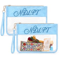 Sabary 2 Pack Needlepoint Project Bags, Sewing Project Bag 12 * 8.8 Inch "ndlpt" Embroidery Storage Organizer with Zipper, Craft Bags for Quilting Crochet Cross Stitch Knitting Embroidery (Blue) - color: Blue