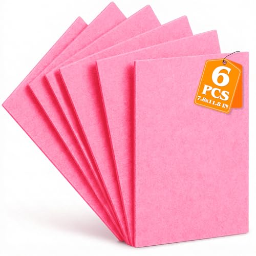Pink Stiff Felt Sheets 2mm Thick for Crafts, 7.8" x 11.8" (6-Pack) - color: Pink