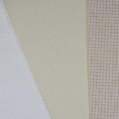 KCS 3 pc of 12" x 18" 14CT Counted Cotton Aida Cloth Cross Stitch Fabric (White+Antique White+Ecru) - color: White+antique White+ecru