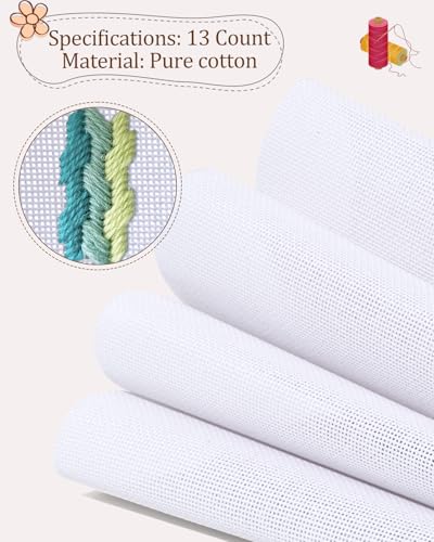 Zplontya 18PCS Needlepoint Blank Canvas Kits 13 Mesh Needlepoint Canvas
