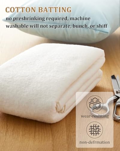 79"x91" Natural Cotton Batting for Quilting, 200g/m² 100% Quilt Batting - size: 79 x 91 Inch