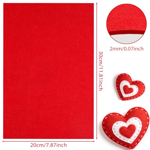 NEBURORA 12 Pcs 2mm Thick Stiff Felt Sheets for Crafts Sewing(Red) - color: Red