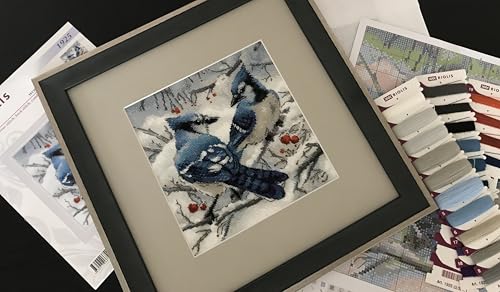 RIOLIS 1925 Blue Jays Counted Cross Stitch Kit 7.75 x 7.75 in - style: Blue Jays 1925