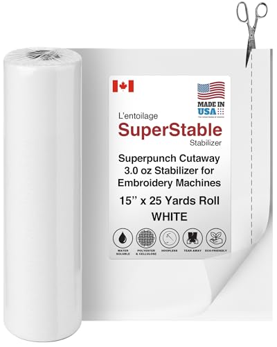 Superpunch Cutaway Embroidery Stabilizer, 3.0 oz, White, 15 in x 25 yd - color: White, size: 15" x 25 yards roll