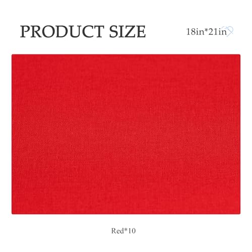 10 Pieces 18 x 21 Inches Cotton Fabric Precut Quilting Fabric Bundles Solid Colors Layer Cakes Quilt Material for DIY Craft Sewing Embroidery (Red) - color: Red