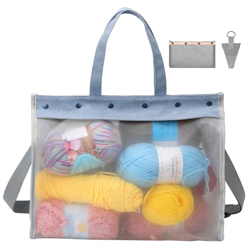 Knitting Bag Large Yarn Storage Organizer,Crochet Bags and Totes(Grey) - color: Grey