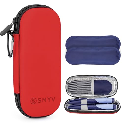 SMYV Insulin Cooler Travel Case with 2 TSA Approved Ice Packs, Red - color: Eva Red