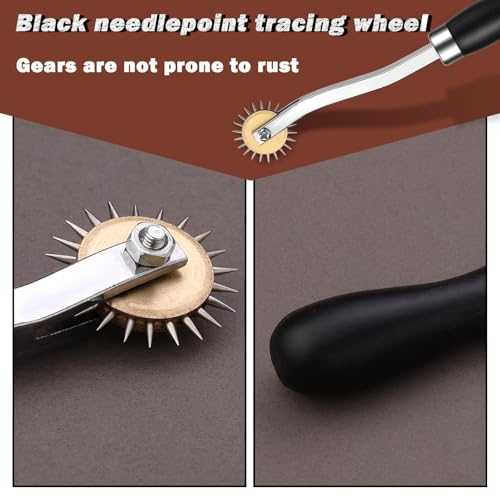 Nitlak 2 PCS Stitch Marking Spacer, Tracing Wheel, Pounce Wheel for Sewing - color: Black