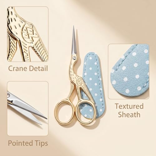 BIHRTC Small Craft 4.5Inch Embroidery Sewing Scissors Stainless Steel - style: Vintage Gold Bird