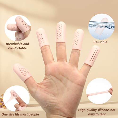 12 Pcs Gel Finger Cots with Air Holes, Breathable Silicone Finger Protector