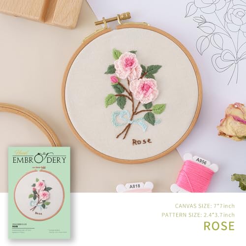 3 Pack Beginner Embroidery Kit for Adults with Tools & Instruction - color: White - 2, size: White - 2 - Small