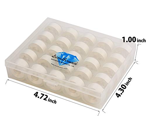 Simthread 25pcs Size A SA156 60WT Prewound Bobbin Thread - White - color: 60wt 25White