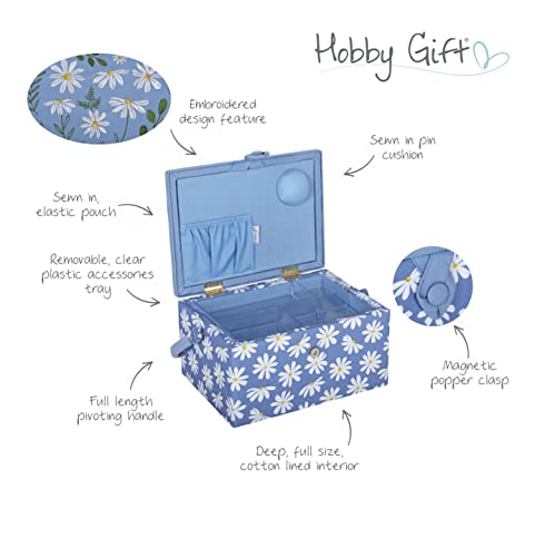 Hobby Gift Medium Sewing Box Organiser - color: Denin Daisies