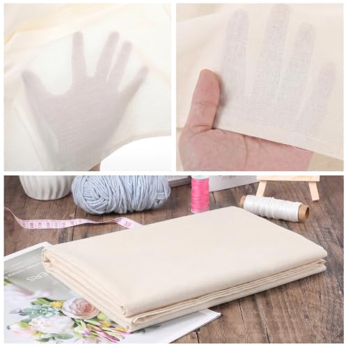 10 Yards Beige Cotton Fabric by the Yard Fabrics,63 Inches Wide Medium Weight Natural Cotton Fabrics,Bleached Muslin Fabric for Sewing Clothing Crafts Material - color: Beige, size: 10 yard