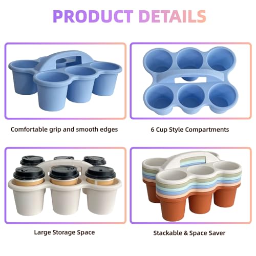 6 Pack Plastic Classroom Caddy Organizer with Handle, 6 Compartment, Boho - color: Boho
