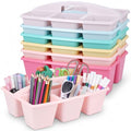6 Pack Classroom Caddy with Handle, 6 Compartment (Pink Purple) - color: Pink Purple