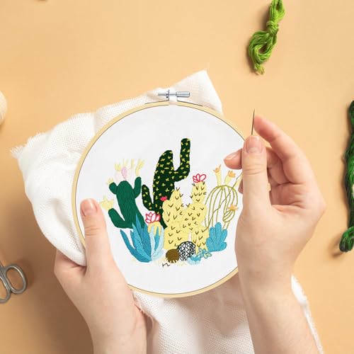 KintKita 3 Sets Floral Embroidery Kit for Adults,Easy DIY Embroidery Kits for Beginners Stamped Cross Stitch Practice Kit, Includes Stamped Flower Pattern, Hoop, Color Threads,Tools - color: Floral Kit
