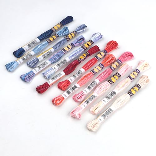 12 Skeins Variegated Mercerized Egyptian Cotton Gradient Color for Embroidery Floss Cross Stitch Threads Friendship Bracelets Floss Craft Floss (12 Colors Set C) - color: 12 colors set C