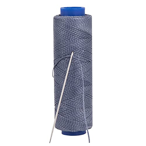 Waxed Thread, Strong Thread for Leather, Upholstery, Shoe, Bag, incl. Needle (Colour: Dark Grey) - color: Dark Grey